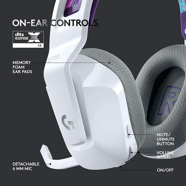 Audífonos Headset Gamer Inalámbrico Logitech G733 Lightspeed RGB USB-C Blanco (981-000882)