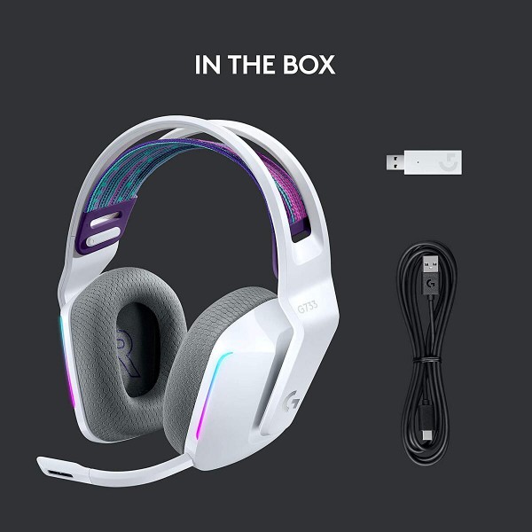 Audífonos Headset Gamer Inalámbrico Logitech G733 Lightspeed RGB USB-C Blanco (981-000882)