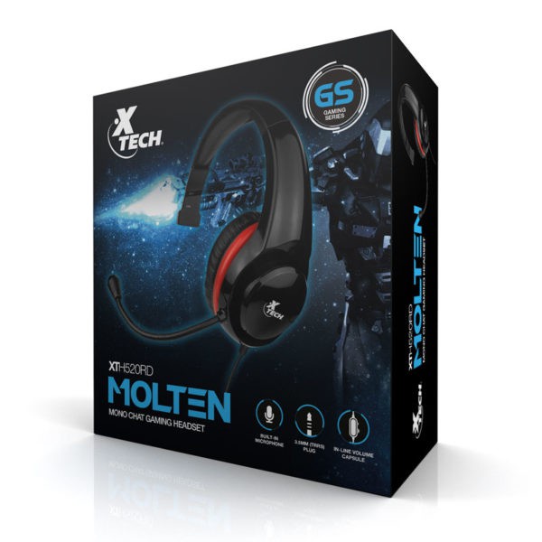 Xtech Audífonos Molten Mono Chat Hdst Gaming 3.5mm Red Xth520rd (XTH-520RD)