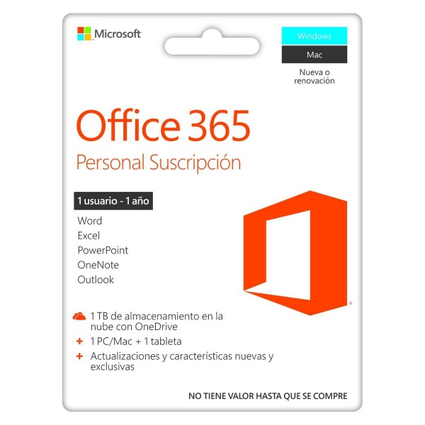 Licencia Microsoft Office 365 Personal, Espanol, Ingles, 1 Ano (QQ2-00008TP)