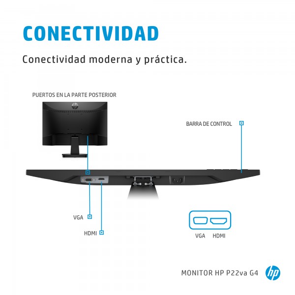 Monitor HP P22Va G4 21.5 1920 X 1080 Pixeles Full Hd Led Negro (453D2AA#ABA)