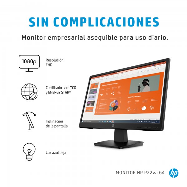 Monitor HP P22Va G4 21.5 1920 X 1080 Pixeles Full Hd Led Negro (453D2AA#ABA)