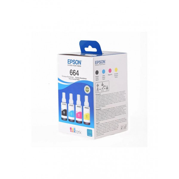 Pack de 4 Botellas de Tinta Epson T544520, 70 Ml, Negro Cian Magenta Amarillo (T544520-4P)