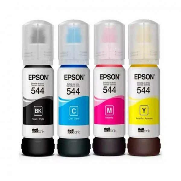 Pack de 4 Botellas de Tinta Epson T544520, 70 Ml, Negro Cian Magenta Amarillo (T544520-4P)