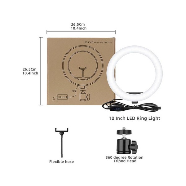 Aro de Luz Led 10 Aro de Luz Led 10 con trípode para teléfonos (30503)