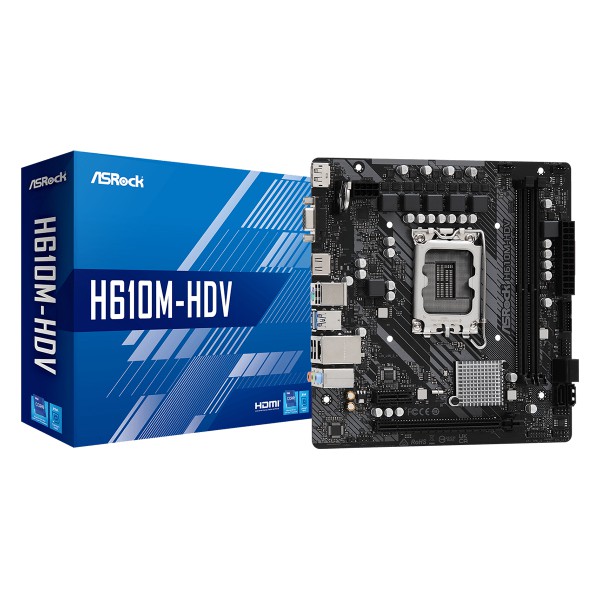 Placa Madre Asrock H610M-HDV Socket Lga1700 Intel H610 12.ª Gen Ddr4 Sata3 USB3.2 Micro Atx