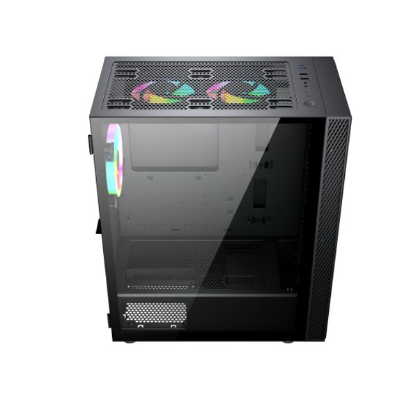 Gabinete RedFox HB-6001,  Factor ATX M-ATX ITX, Negro,  Vidrio Templado (HB-6001)