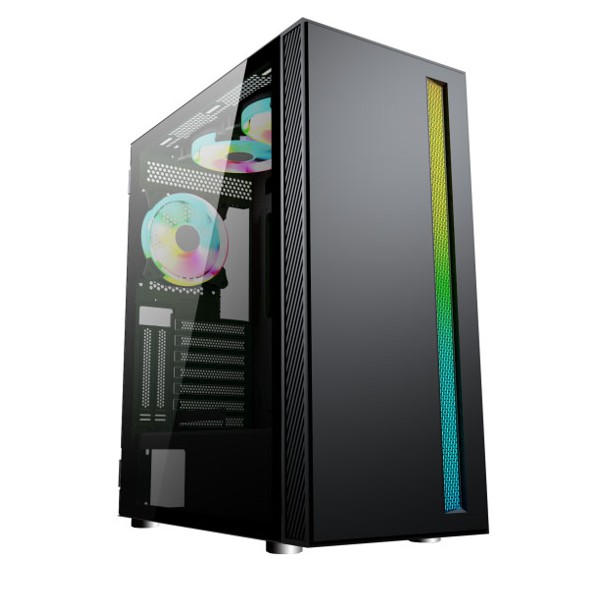 Gabinete RedFox HB-6001,  Factor ATX M-ATX ITX, Negro,  Vidrio Templado