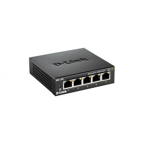 Switch D Link Dgs 105, Plug & Play, 5 Puertos Gigabit 1000Mbps, Ideal Para Gaming y Streaming 4K