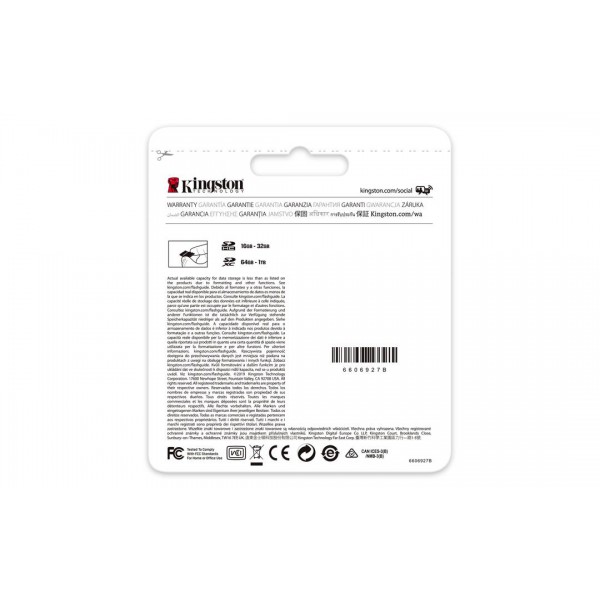 Tarjeta de Memoria  Kingston Sdxc Canvas Select Plus 100R, Class 10, Uhs I U3 V3 (SDS2/256GB)