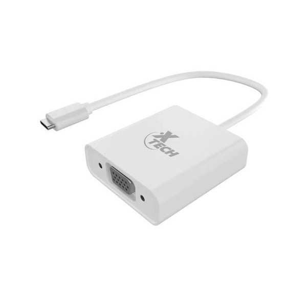 Adaptador de Display Xtech USB-C Macho A Vga Hembra, Resolucion 1080P 60Hz, Blanco (XTC-551)