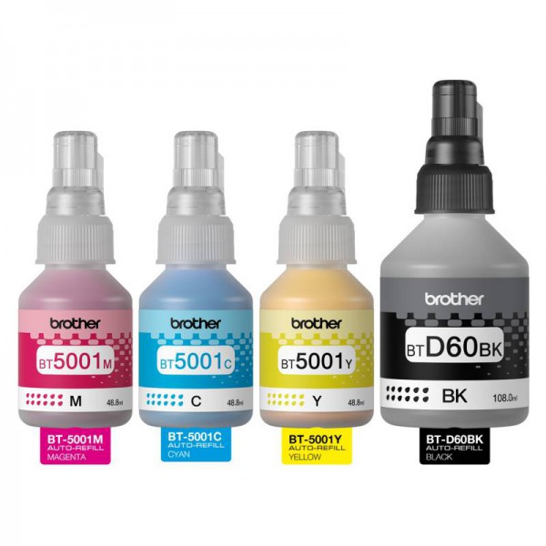 Pack De Tintas Originales Brother Bt5001, Cian, Magenta, Amarillo, Negro (BTCMYK)
