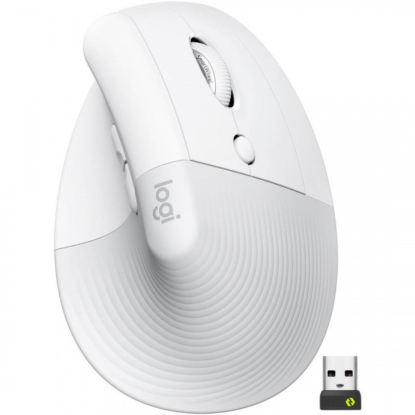 Mouse Ergonomico Logitech Lift, 6 BoTóners, 4000Dpi, Bluetooth, Whitepale Grey (910-006469)