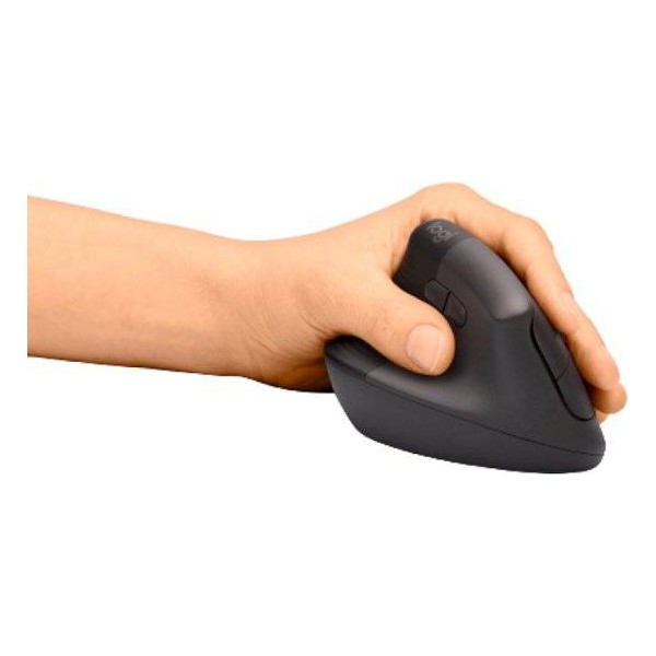 Mouse Ergonomico Logitech Lift, 6 BoTóners, 4000Dpi, Bluetooth, Zurdo, Graphiteblack (910-006467)