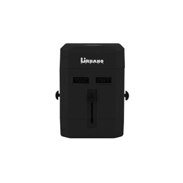 Adaptador de Enchufes Universal Urbano, Entrada 110V230V, USB, Negro (UD-ACCH00)