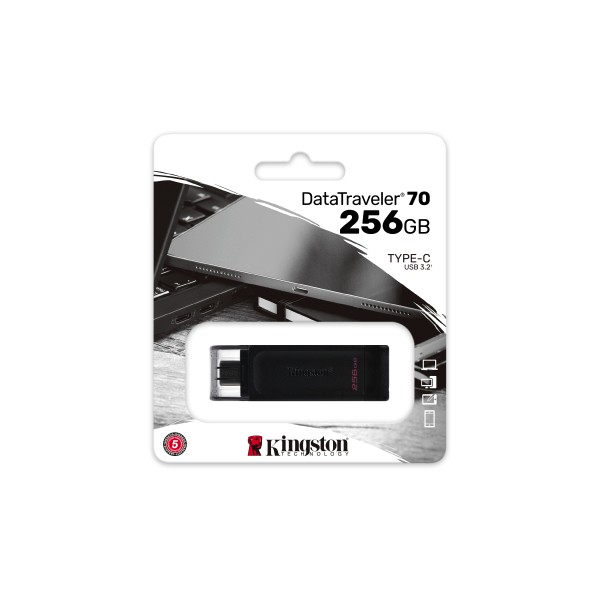 Kingston DataTraveler 70 - Unidad flash USB - 256 GB - USB-C 3.2 Gen 1 (DT70/256GB)