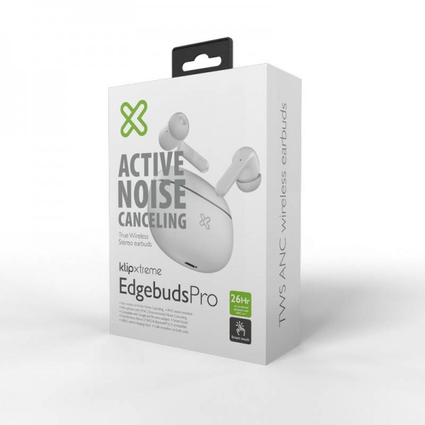 Audífonos Inalámbricos Klip Xtreme Edgebudspro, Bateria 26 Horas, Ipx3, Bluetooth 5.3, Blanco (KTE-750WH)