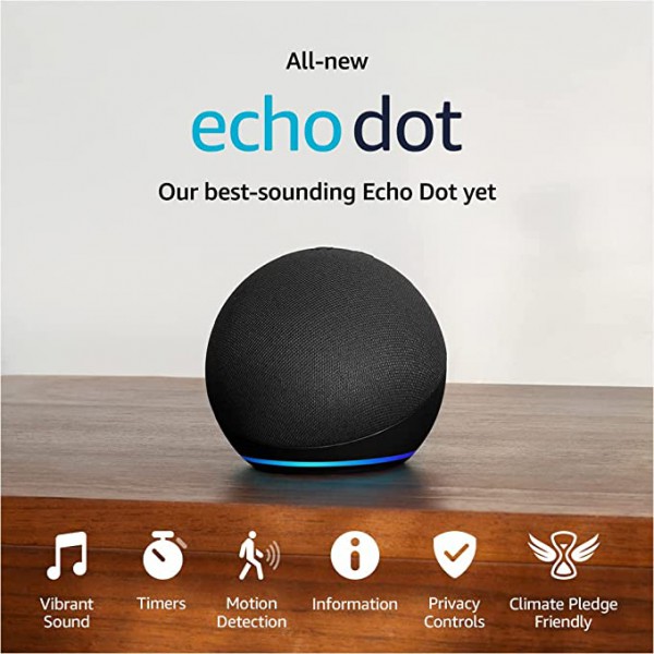 Parlante Inteligente Echo Dot 5Ta Generación Amazon Manos Libres Con Alexa Negro (503653) (C2N6L4)