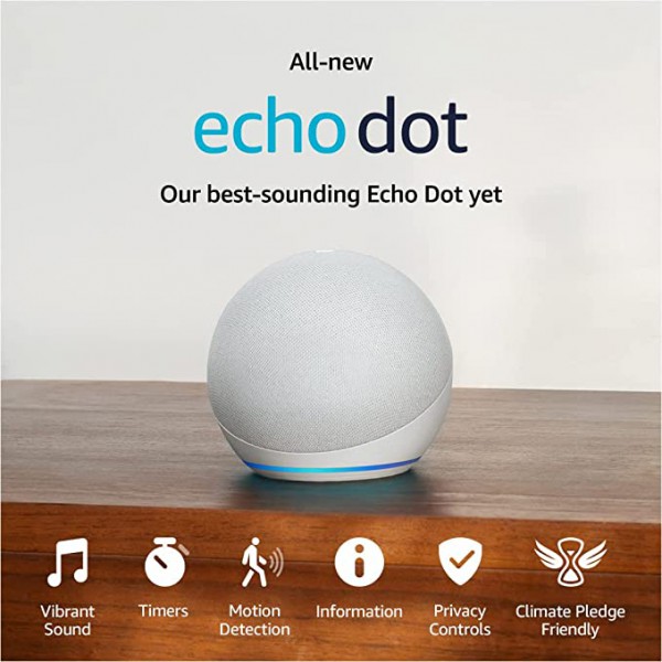 Parlante Inteligente Amazon Echo Dot 5Ta Generación Modelo de 2022 Con Alexa Gris Claro (531083) (C2N6L4 WHITE)