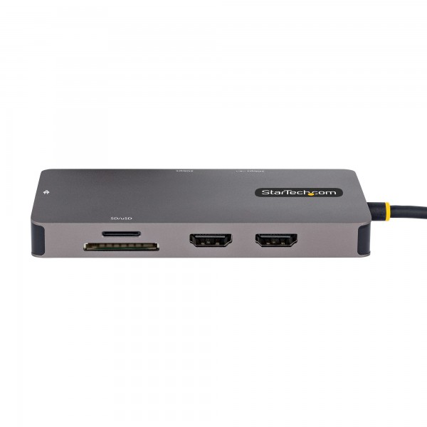 Docking Station Usb Tipo C, Usb C 2X Hdmi 4K 60Hz, Hub Usba 3.1 2Pt 5GBps, Pd 100W, GBe, Sdmicrosd (120B-USBC-MULTIPORT)