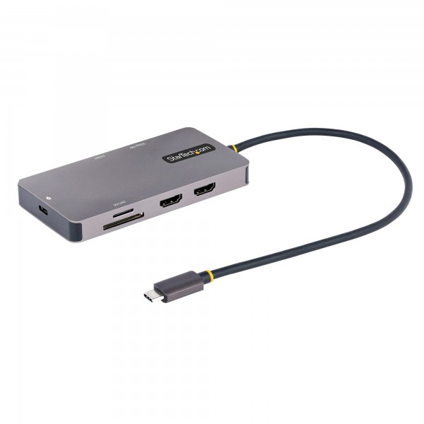 Docking Station Usb Tipo C, Usb C 2X Hdmi 4K 60Hz, Hub Usba 3.1 2Pt 5GBps, Pd 100W, GBe, Sdmicrosd (120B-USBC-MULTIPORT)