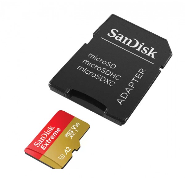 Tarjeta Microsd Sandisk Extreme de 256GB, A2, Uhs I, U3, V30, Con Adaptador Sd (SDSQXAV-256G-GN6MA)