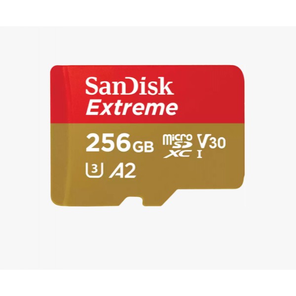 Tarjeta Microsd Sandisk Extreme de 256GB, A2, Uhs I, U3, V30, Con Adaptador Sd (SDSQXAV-256G-GN6MA)