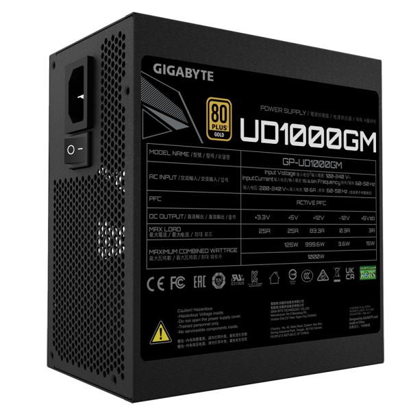 Fuente de Poder Gigabyte 1000W 80 Plus Gold Certified Totalmente Modular (GP-UD1000GM)