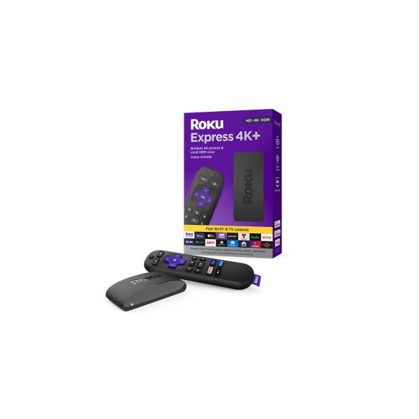 Roku Express 4k+ Reproductor Multimedia,Control De Voz Roku, Incluye Cable Hdmi (3941R2) (ROKU EXPRESS 4K+)