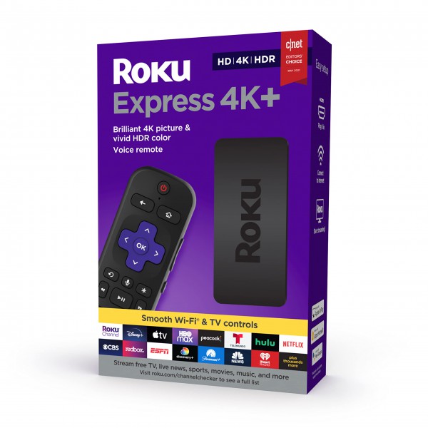 Roku Express 4k+ Reproductor Multimedia,Control De Voz Roku, Incluye Cable Hdmi (3941R2)