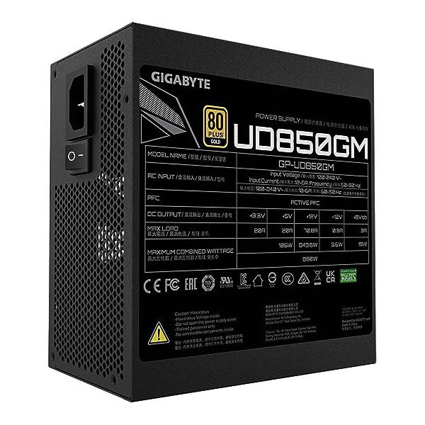 Fuente de Poder Gigabyte de 850W Full Modular Certificada 80+ Gold Atx (GP-UD850GM)