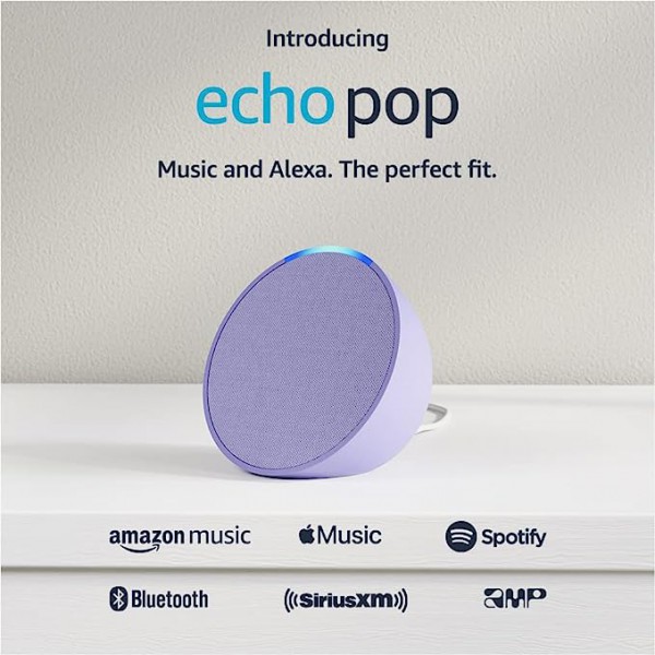 Parlante Inteligente Echo Pop, Amazon, Compacto Con Sonido definido Y Alexa, Lavanda (94804) (C2H4R9)