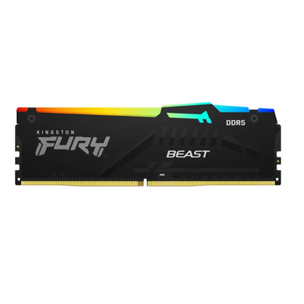 Memoria Ram  Kingston Fury Beast Black RGB de 16GB, Ddr5, 5200Mhz, Cl40, 1.25V, Dimm (KF552C40BBA-16)