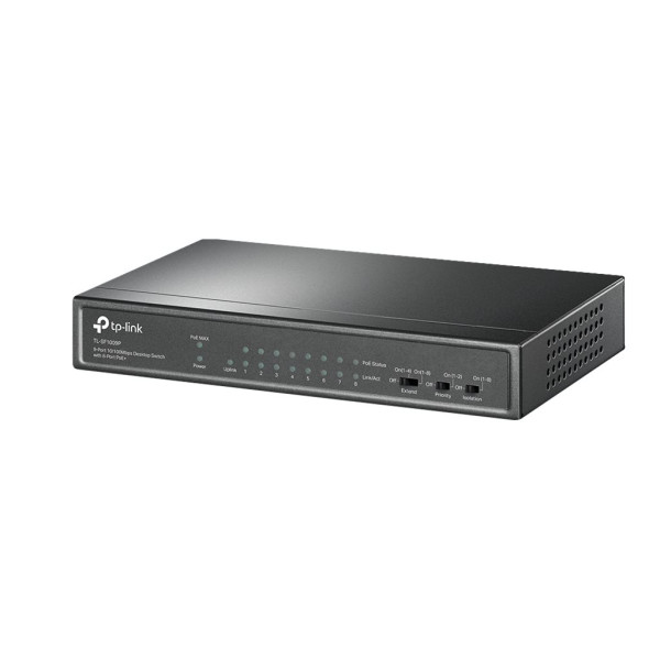 TP-Link TL-SF1009P - Conmutador - sin gestionar - 8 x 10/100 (PoE+) + 1 x 10/100 - sobremesa - PoE+ (65 W) (TL-SF1009P)