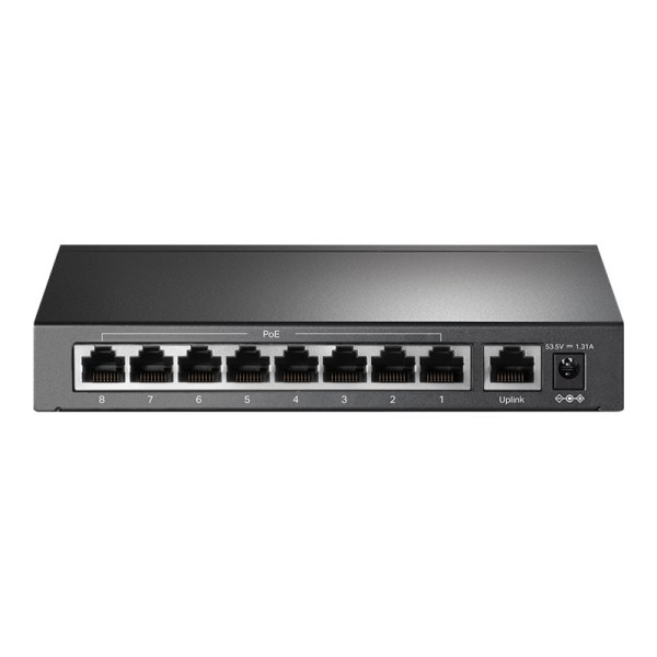 TP-Link TL-SF1009P - Conmutador - sin gestionar - 8 x 10/100 (PoE+) + 1 x 10/100 - sobremesa - PoE+ (65 W) (TL-SF1009P)
