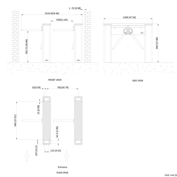 Hikvision - Torniquete Bidireccional Pro (DS-K3G501CLX-R/Pa-Dm55)