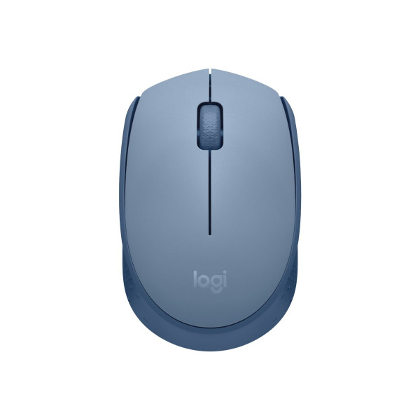 Logitech M170 Wireless Mouse, Ambidextrous, Blue Gray - Ratón - diestro y zurdo - óptico - 3 botones - inalámbrico - 2.4 GHz - receptor inalámbrico USB - azul/gris (910-006863)