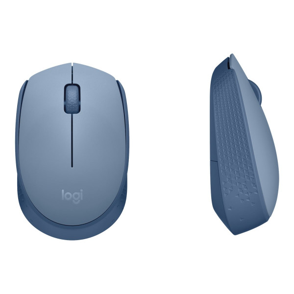 Logitech M170 Wireless Mouse, Ambidextrous, Blue Gray - Ratón - diestro y zurdo - óptico - 3 botones - inalámbrico - 2.4 GHz - receptor inalámbrico USB - azul/gris (910-006863)