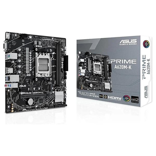 Placa Madre Asus PRIME A620M-K, AM5, DDR5, RGB, MicroATX