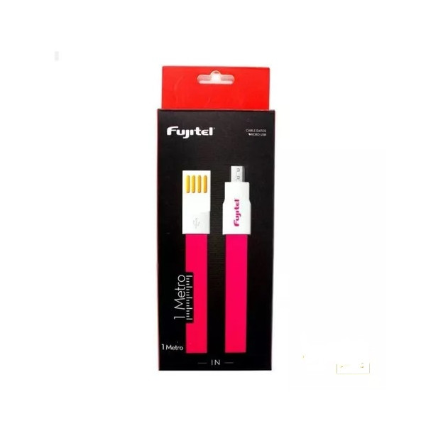 CABLE FUJITEL USB A MICRO USB - 1MT PLANO IMANTADO ROSADO