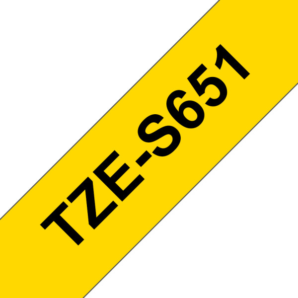 Brother TZe-S651 - Adhesivo extrarresistente - negro sobre amarillo - rollo (2,4 cm x 8 m) 1 cinta(s) tipo laminado - para Brother PT-D600; P-Touch PT-3600, D800, E550, E800, P750, P900, P950; P-Touch