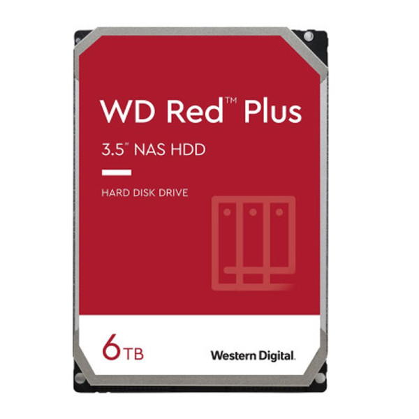 Disco Duro Western Digital Red Plus de 6TB, 3.5 pulgadas, NAS, SATA, 5.400rpm, 256MB Cache