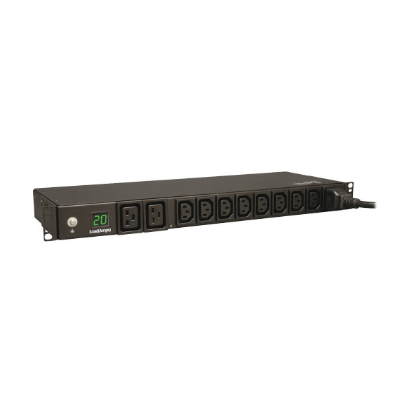 Tripp Lite PDU Metered 200V - 240V 20A 8 C13; 2 C19 C20 Horizontal 1URM - Horizontal rackmount - unidad de distribución de potencia (montaje en bastidor) - 20 A - CA 200/208/230/240 V - 3.8 kW - ... (PDUMH20HV)