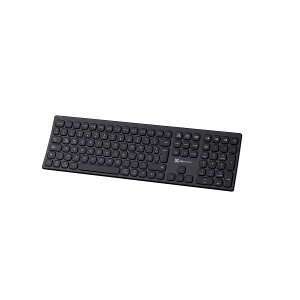 Klip Xtreme - Keyboard - Wireless - Spanish (Latin American) - Bluetooth / 2.4 GHz / USB-C - Ergonomic Design - Black - Curve