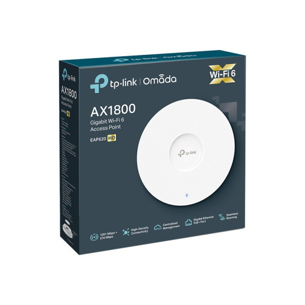 Punto de Acceso WiFi 6 TPLink EAP620 HD  Instalación en Pared/Techo, Alta Definición (EAP620HD)
