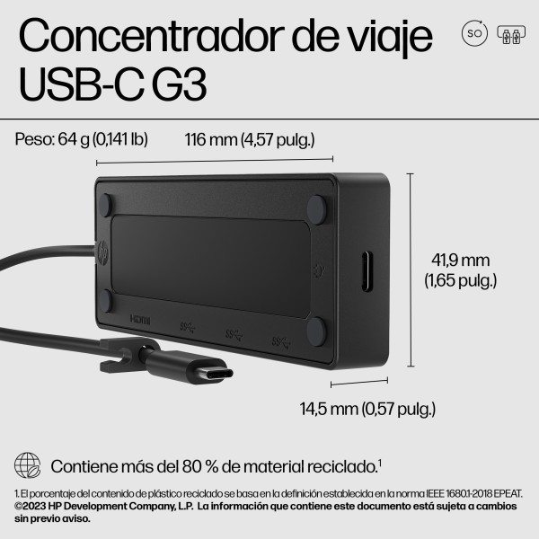 HP - adapter - USB-C Travel HUB G3 (86S97UT)