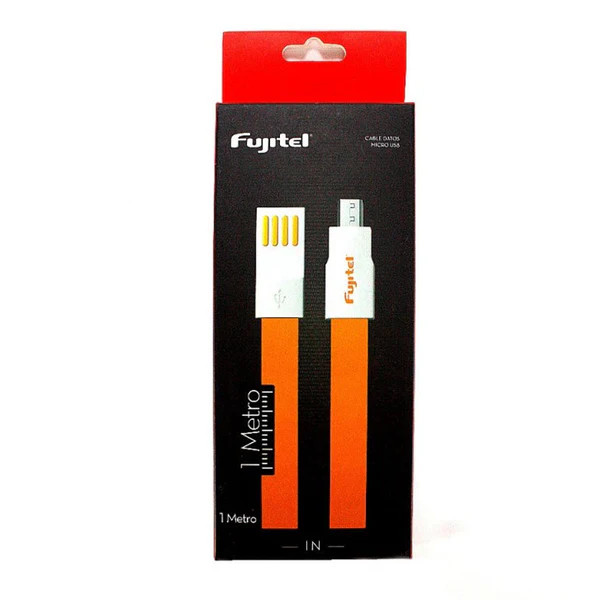 CABLE FUJITEL USB A MICRO USB - 1MT PLANO IMANTADO NARANJO