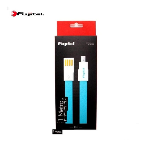 CABLE FUJITEL USB A MICRO USB - 1MT PLANO IMANTADO AZUL