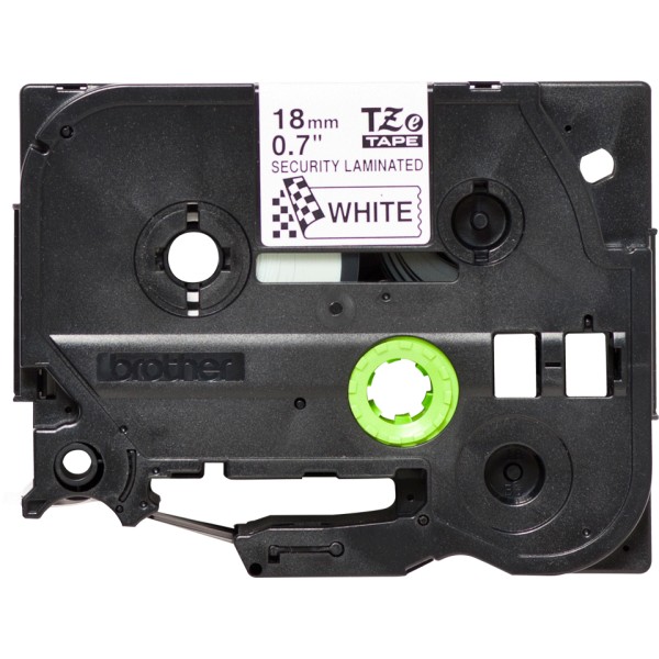 Cinta de seguridad Brother TZE-SE4, 18 mm, Negro sobre Blanco, para P-touch, 8 Metros (TZE-SE4)