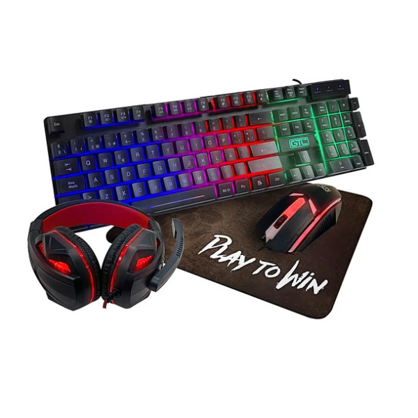 PACK gamer Teclado + Mouse + Audifono + Padmouse CBG-021